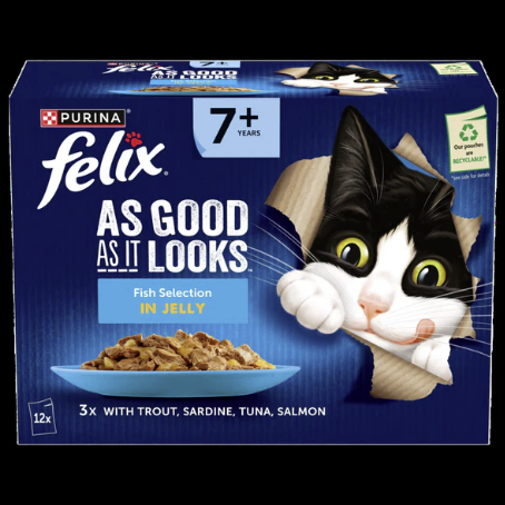 Felix As Good As It Looks Senior Fish in Jelly 12 x 85g