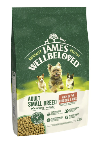James Wellbeloved Dry Dog Adult Small Breed Chicken & Rice 7.5kg