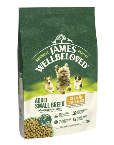 James Wellbeloved Dry Dog Adult Small Breed Turkey & Rice 7.5kg