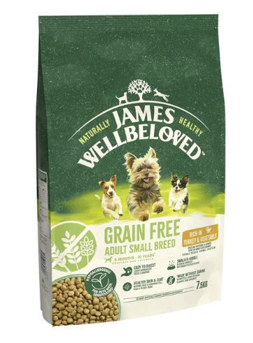 James Wellbeloved Dry Dog Grain Free Adult Small Breed Turkey & Veg 7.5kg