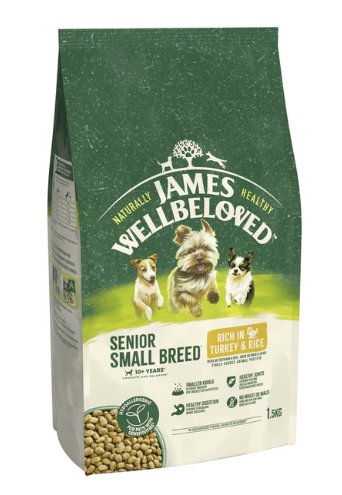 James Wellbeloved Dry Dog Senior Small Breed Turkey & Rice 1.5kg