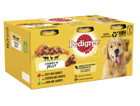 Pedigree Adult Wet Dog Food Tins Mixed in Jelly 6 x 400g