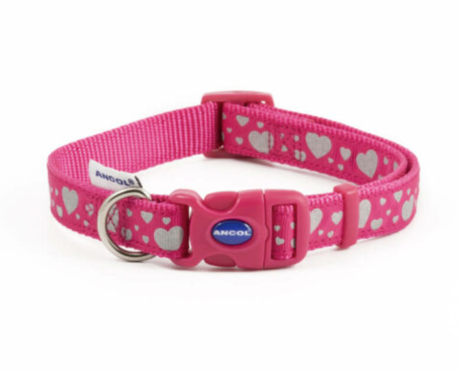 Ancol Adjustable Pink Hearts Collar