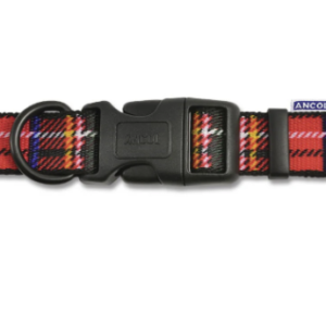 Ancol Fashion Nylon Adjustable Collar Tartan Red