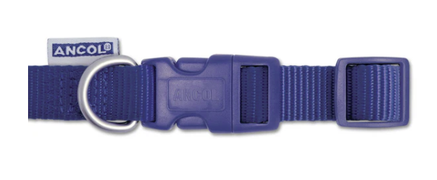 Ancol Viva Nylon Quick Fit Adjustable Collar Blue 15mm