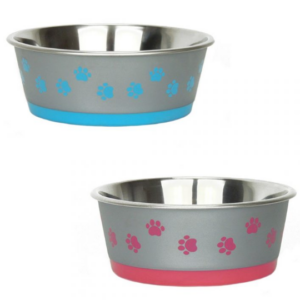Classic Posh Paws Stainless Steel Paw Prints Dog Bowl