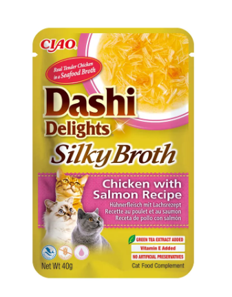 Dashi Delights Silky Broth Chicken with Salmon Cat Treat 40g