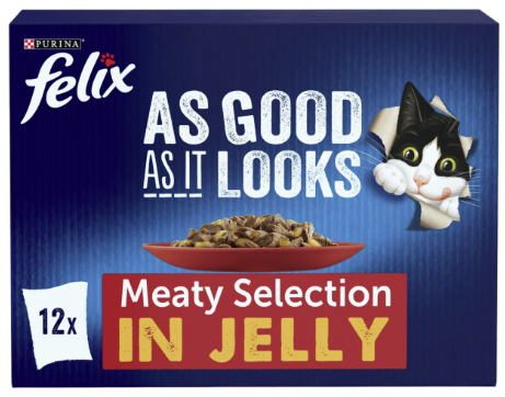 Felix As Good As It Looks Adult Cat Meaty Selection in Jelly Pouches 12 x 85g