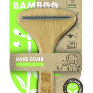 MPETS BAMBOO Rake Comb with Rotating Teeth - 31 teeth