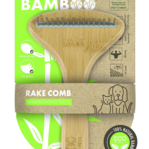 MPETS BAMBOO Rake Comb with Rotating Teeth - 16 teeth