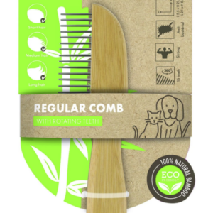 MPETS BAMBOO Regular Comb with Rotating Teeth - 16 teeth