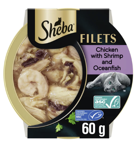 Sheba Filets with Chicken, Shrimp & Ocean Fish in gravy 60g