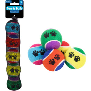 Smart Choice Assorted Colour Pawprint Tennis Balls Pk of 5