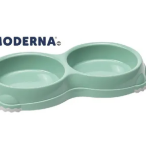 Smarty Double Pet Food Bowl Soft Green 2 x 200ml