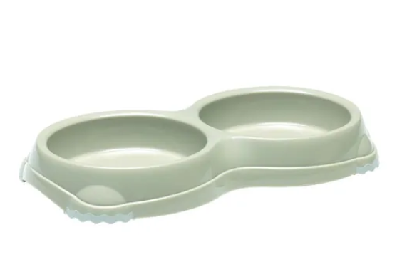 Smarty Double Pet Food Bowl Warm Grey 2 x 200ml