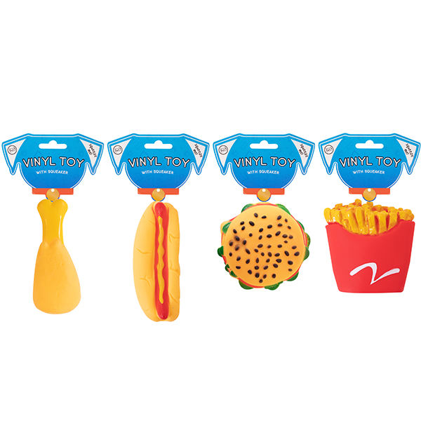 Squeaky Vinyl Takeaway Food Dog Toy