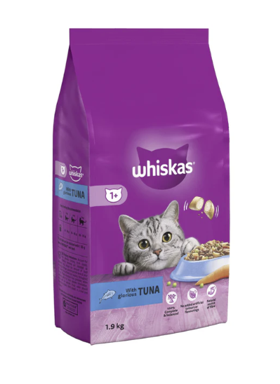 WHISKAS 1+ Tuna Adult Dry Cat Food 1.9kg