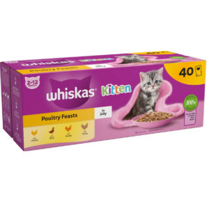 Whiskas Kitten Poultry Feasts Wet Food in Jelly 40 x 85g