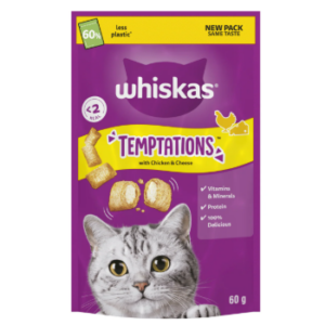 Whiskas Temptations Cat Treats with Chicken & Cheese 60g