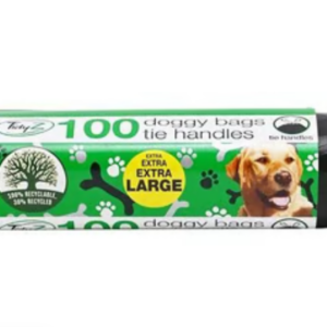 100 Doggy Bags with Tie Handles XL