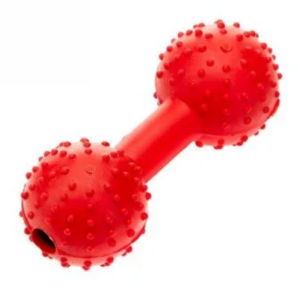 Rubber Pimple Dumbbell with bell dog toy